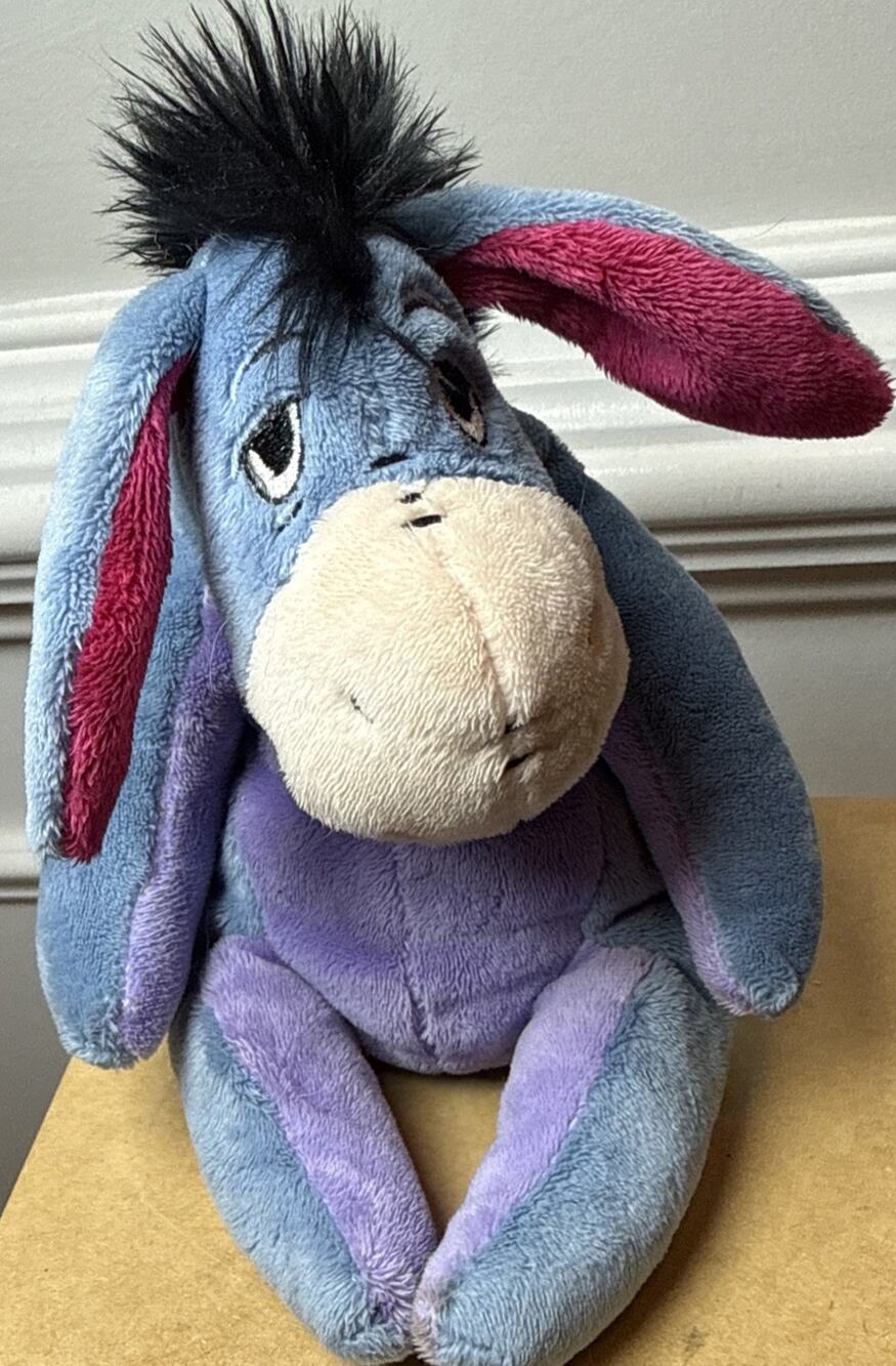 Disney Winnie the Pooh Eeyore Plush Stuffed Donkey Blue Purple Pink Tail 10”